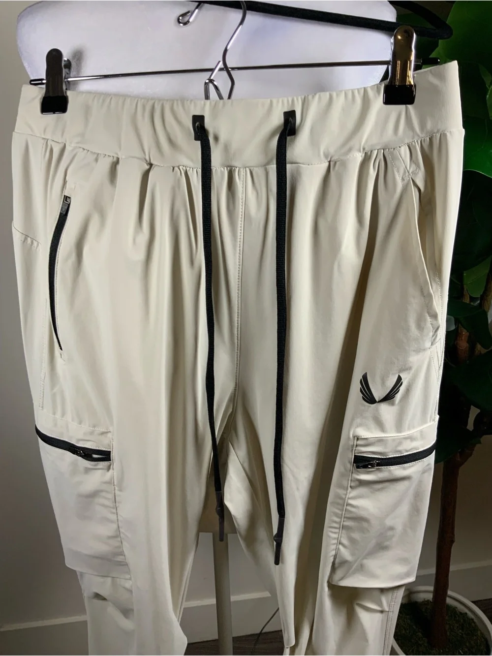 ASRV Cream Cargo Joggers with Black Accents